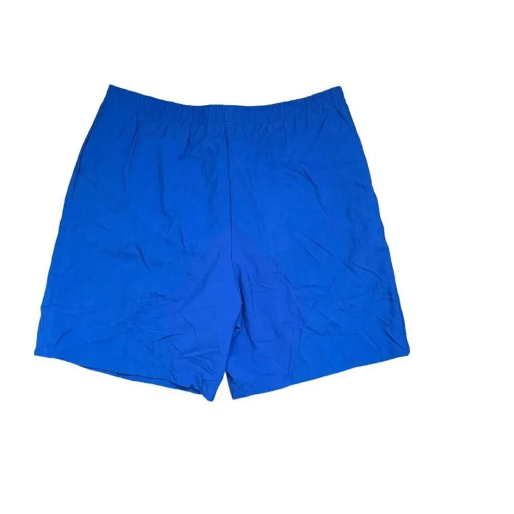 Vintage 90's Adidas Nylon Shorts Men's L Royal Blue‎ Lined Logo Deadstock Casual